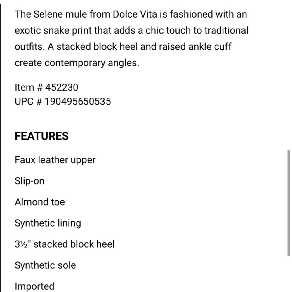Dolce Vita - women’s Selene‎ Snake embossed heeled Mule shoes gray / tan size 8 - Picture 4 of 13